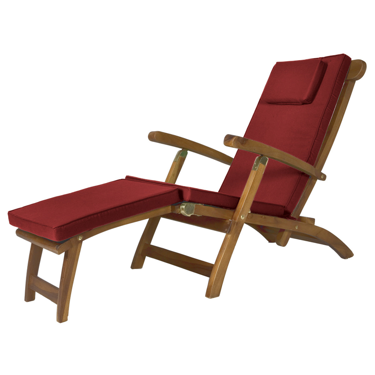 All Things Cedar 5-Position Steamer Chair with Red Cushions