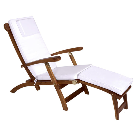 All Things Cedar 5-Position Steamer Chair with Royal White Cushions