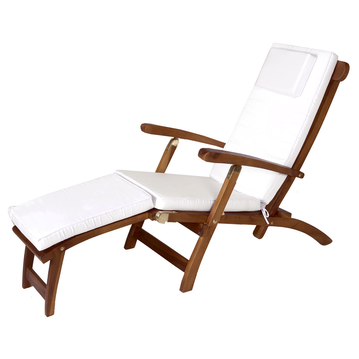 All Things Cedar 5-Position Steamer Chair with White Cushions