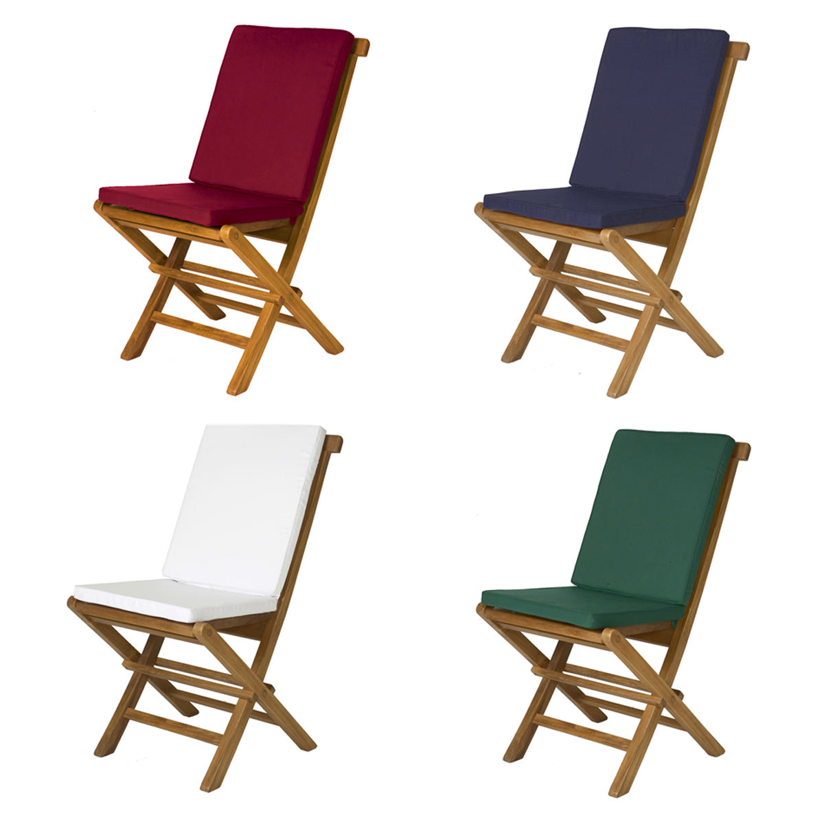 All Things Cedar 7-Piece Oval Extension Table Folding Chair Set with Blue Cushions