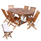 All Things Cedar 7-Piece Oval Extension Table Folding Chair Set with Royal White Cushions