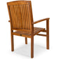 All Things Cedar 7-Piece Twin Butterfly Leaf Teak Extension Table Stacking Chair Set with Royal White Cushions