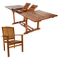 All Things Cedar 7-Piece Twin Butterfly Leaf Teak Extension Table Stacking Chair Set