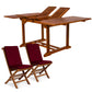 All Things Cedar 9-Piece Butterfly Extension Table Folding Chair Set with Red Cushions