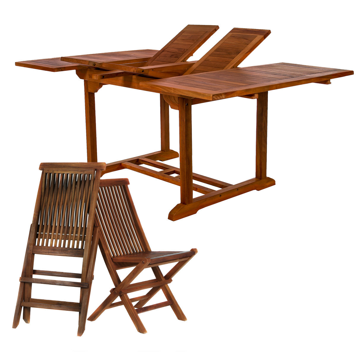 All Things Cedar 9-Piece Butterfly Extension Table Folding Chair Set