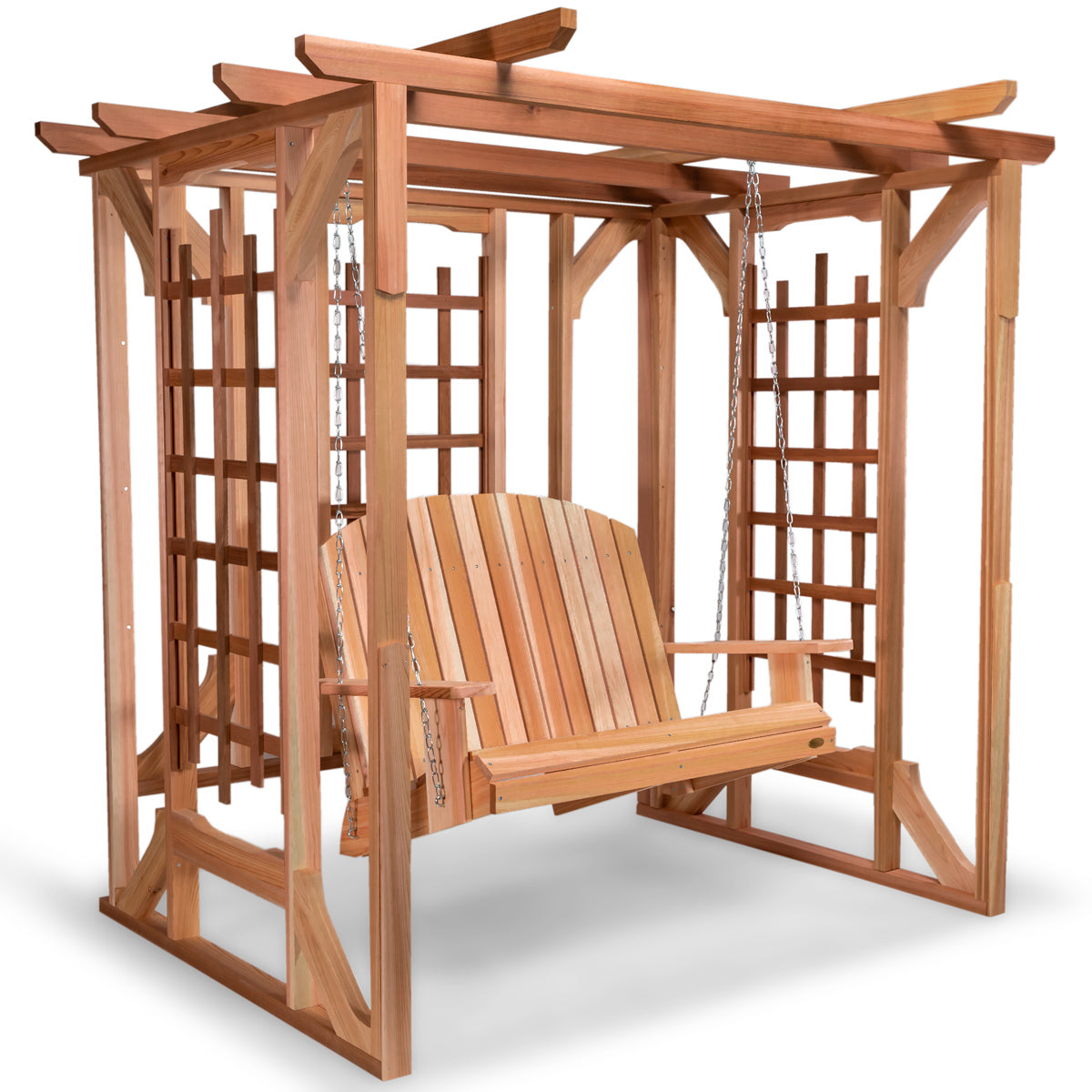 All Things Cedar Cedar Pergola with Swing Set
