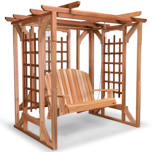 All Things Cedar Cedar Pergola with Swing Set
