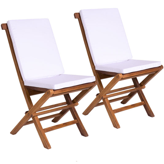 All Things Cedar Folding Chair Set with Royal White Cushions