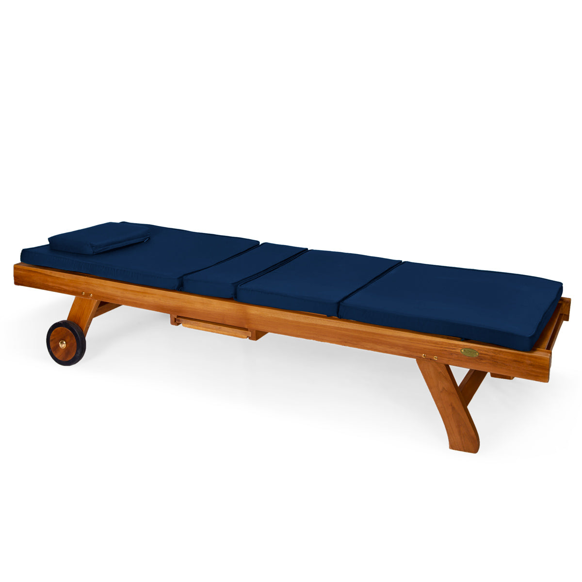 All Things Cedar Multi-position Chaise Lounger with Blue Cushions