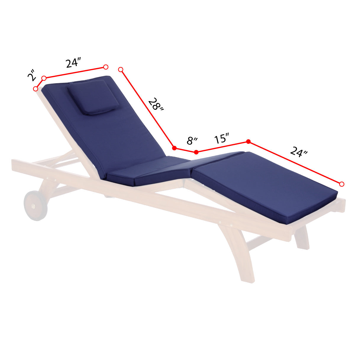 All Things Cedar Multi-position Chaise Lounger with Blue Cushions
