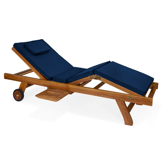 All Things Cedar Multi-position Chaise Lounger with Blue Cushions