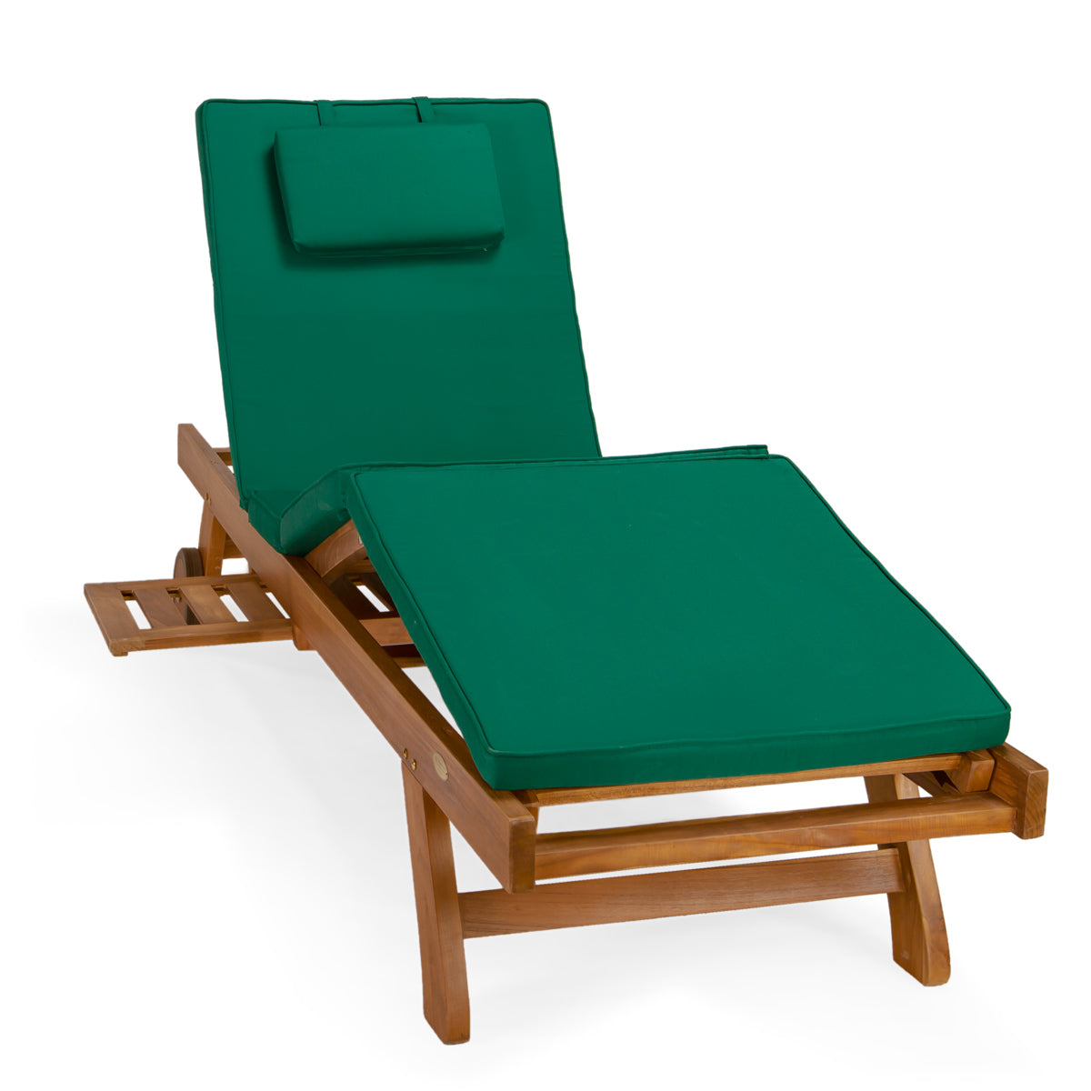 All Things Cedar Multi-position Chaise Lounger with Green Cushions