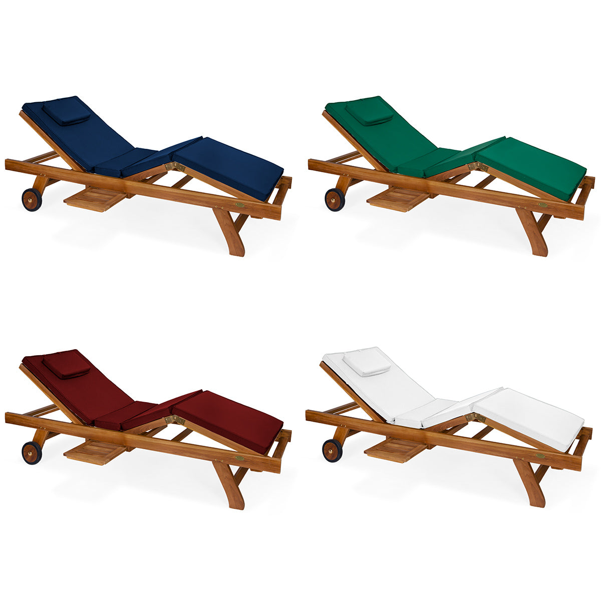 All Things Cedar Multi-position Chaise Lounger with Green Cushions