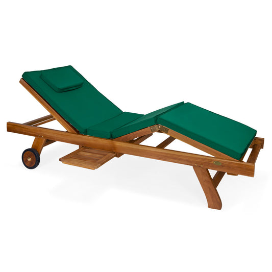 All Things Cedar Multi-position Chaise Lounger with Green Cushions