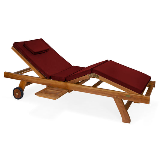 All Things Cedar Multi-position Chaise Lounger with Red Cushions