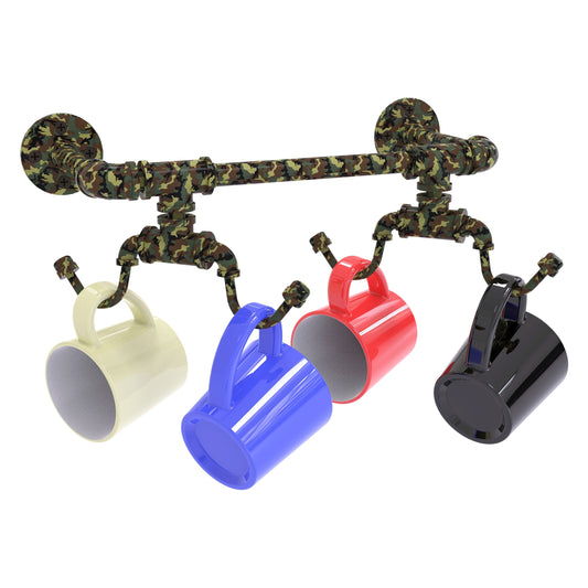 Allied Brass Camo Military Camo Wall-Mounted 4 Coffee Mug Holder
