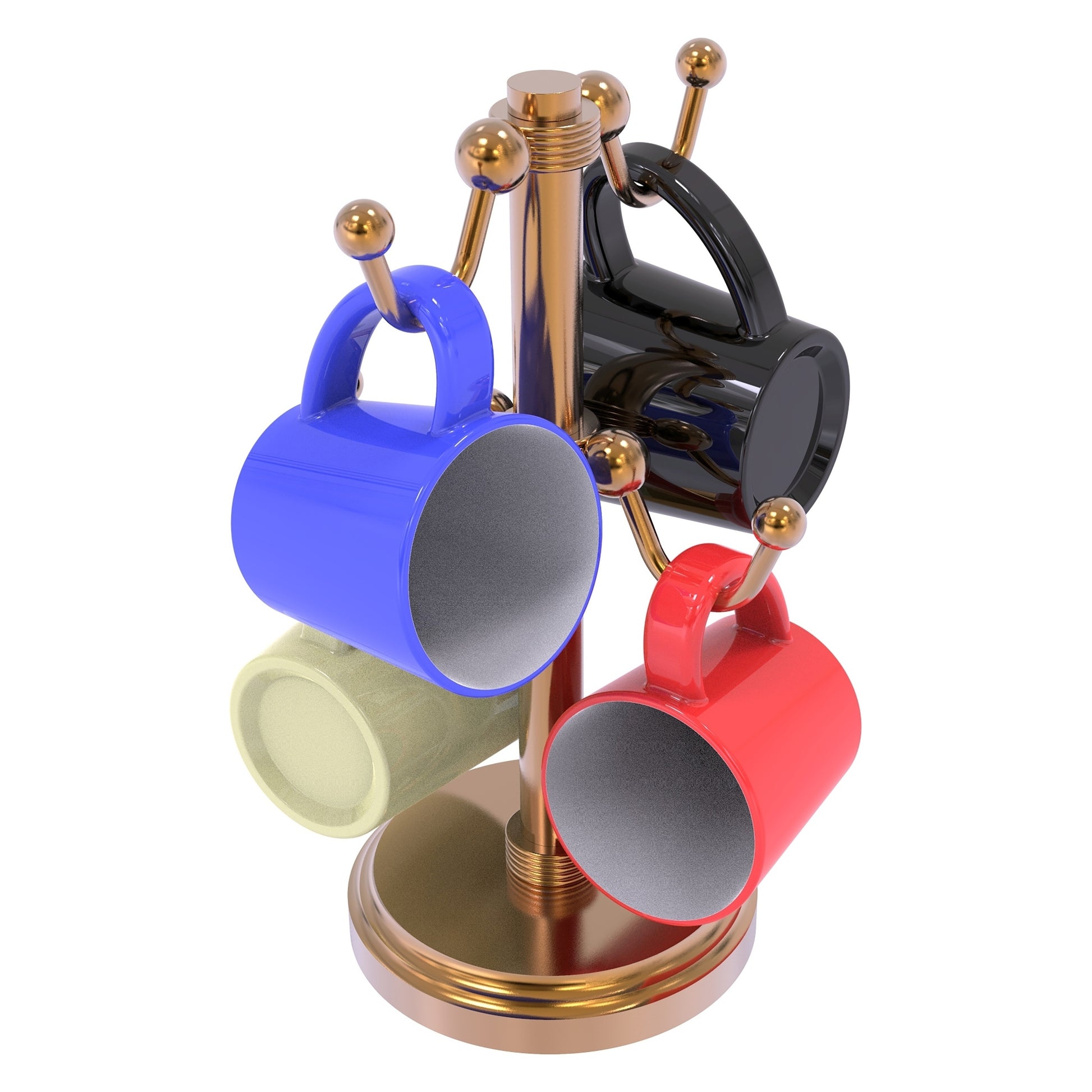 Allied Brass Countertop Brushed Bronze 4 Coffee Mug Holder With Grooved Detail