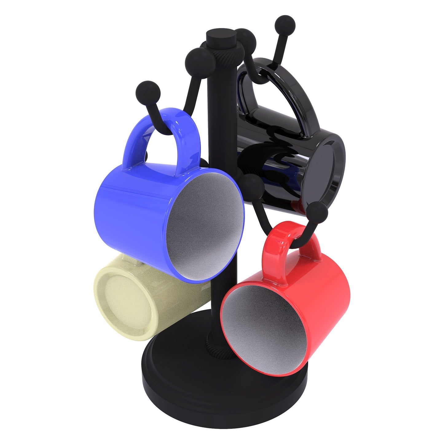 Allied Brass Countertop Matte Black 4 Coffee Mug Holder With Twisted Detail