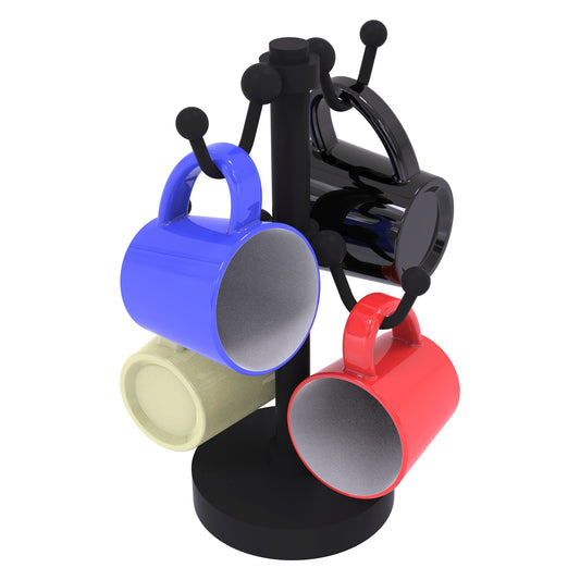 Allied Brass Countertop Matte Black 4 Coffee Mug Holder