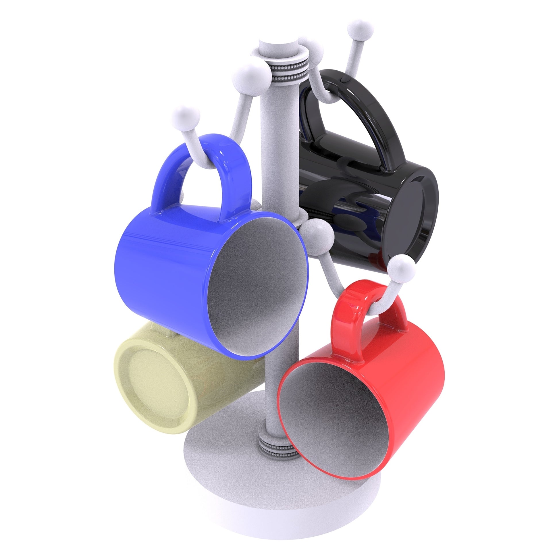 Allied Brass Countertop Matte White 4 Coffee Mug Holder With Dotted Detail