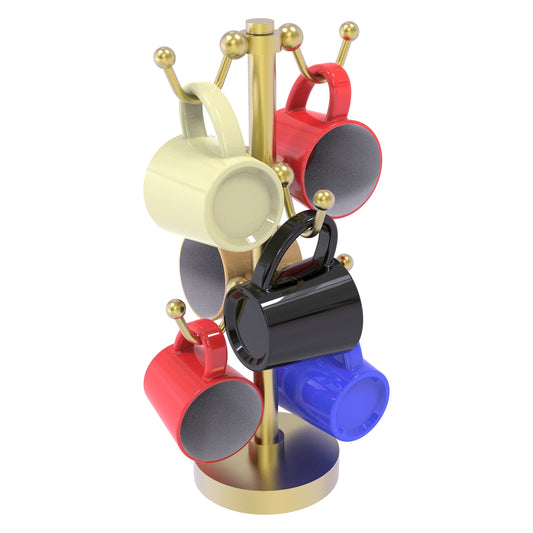Allied Brass Countertop Satin Brass 6 Coffee Mug Holder