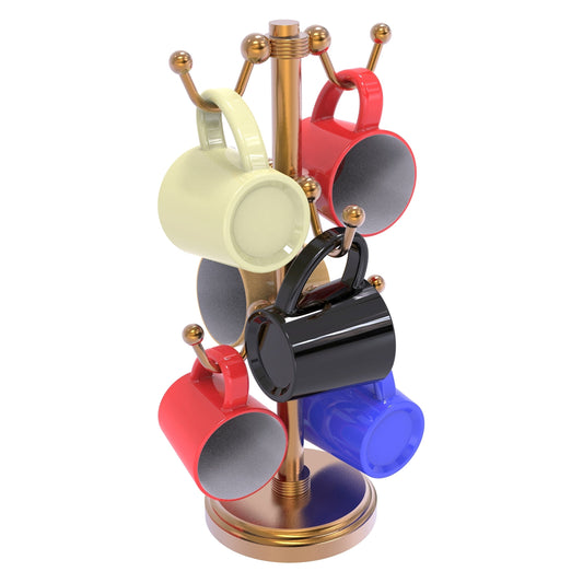 Allied Brass MGH-81G 8.4" x 8.4" Brushed Bronze Solid Brass Countertop 6-Coffee Mug Holder