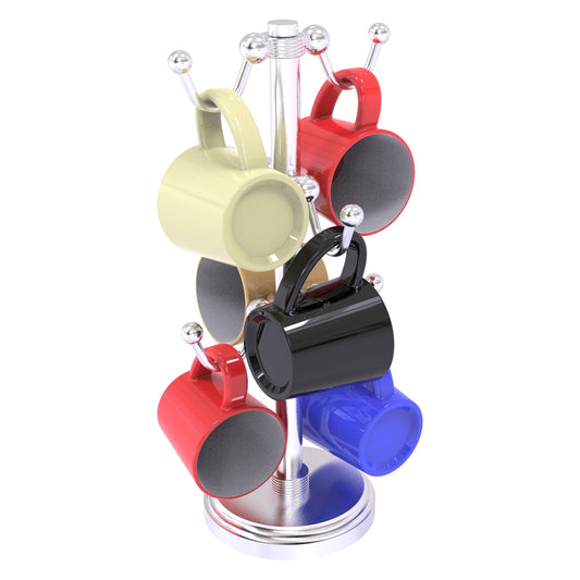 Allied Brass MGH-81G 8.4" x 8.4" Satin Chrome Solid Brass Countertop 6-Coffee Mug Holder