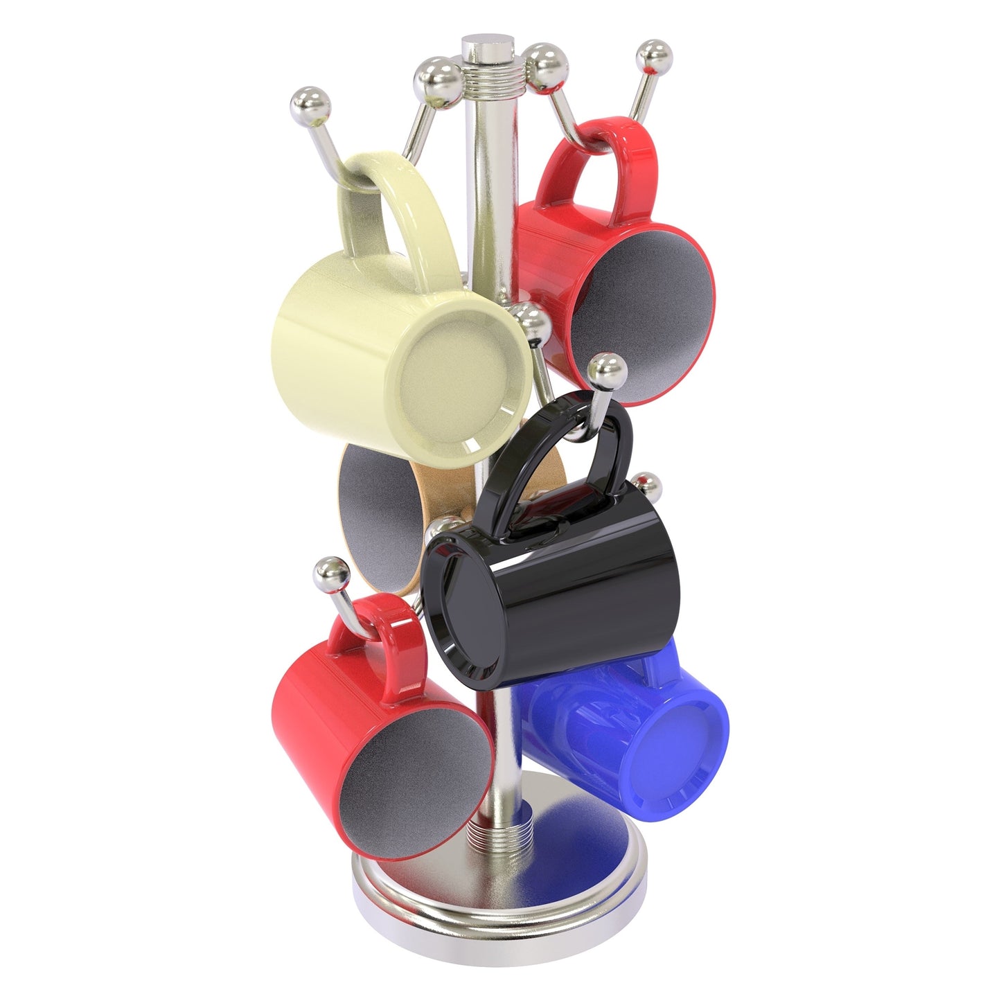 Allied Brass MGH-81G 8.4" x 8.4" Satin Nickel Solid Brass Countertop 6-Coffee Mug Holder