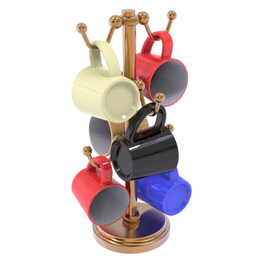 Allied Brass MGH-81T 8.4" x 8.4" Brushed Bronze Solid Brass Countertop 6-Coffee Mug Holder