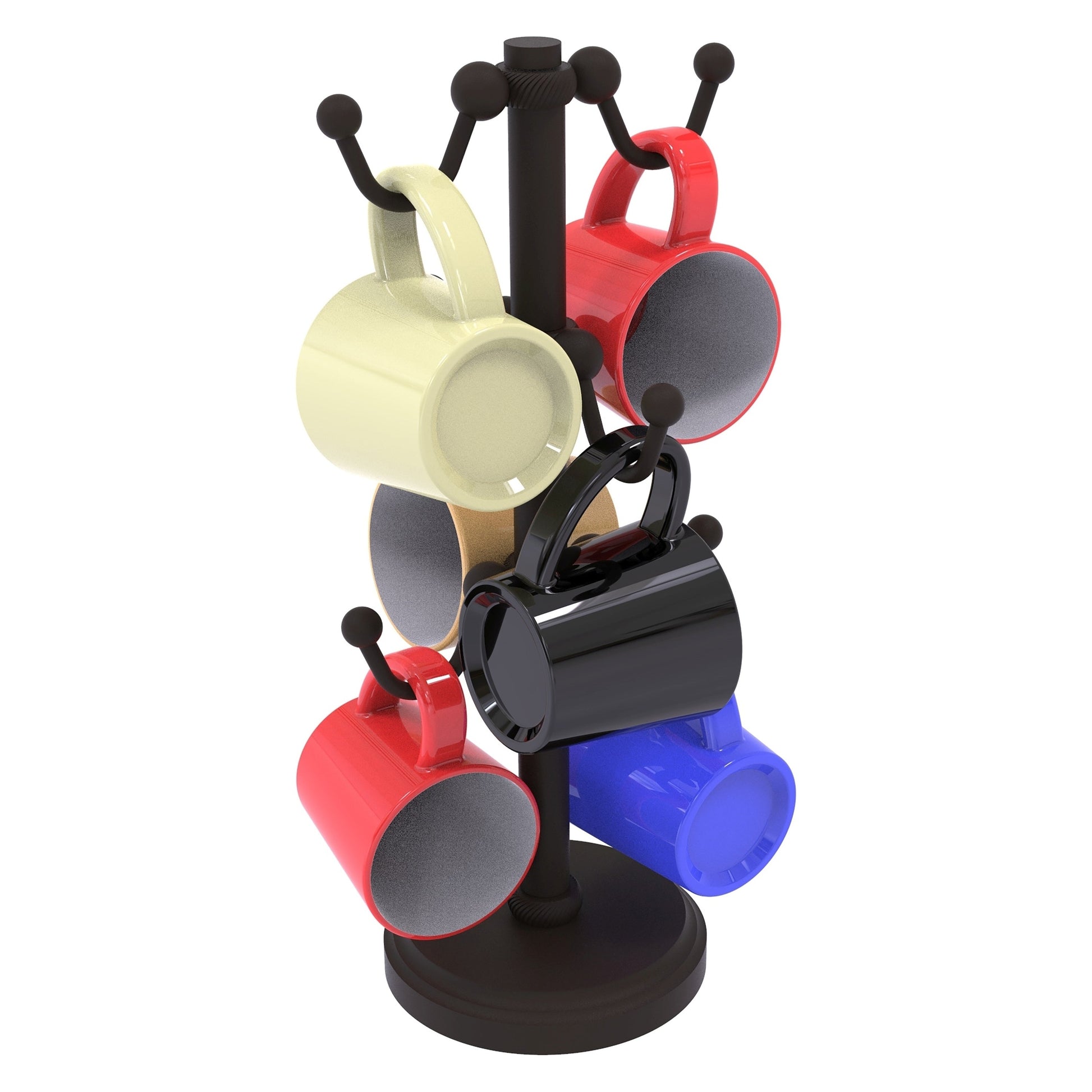 Allied Brass MGH-81T 8.4" x 8.4" Oil Rubbed Bronze Solid Brass Countertop 6-Coffee Mug Holder