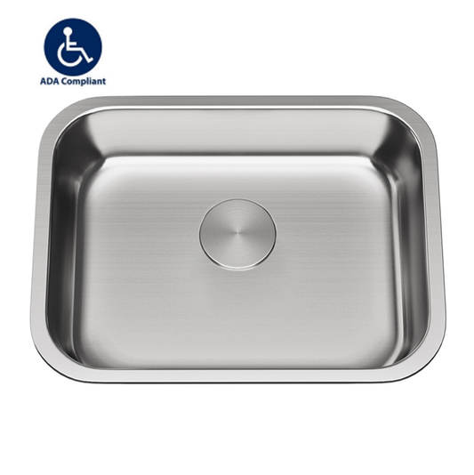 Allora USA 23"L x 18"W ADA Compliant Single Bowl Stainless Steel Undermount Kitchen Sink With Basket Strainer