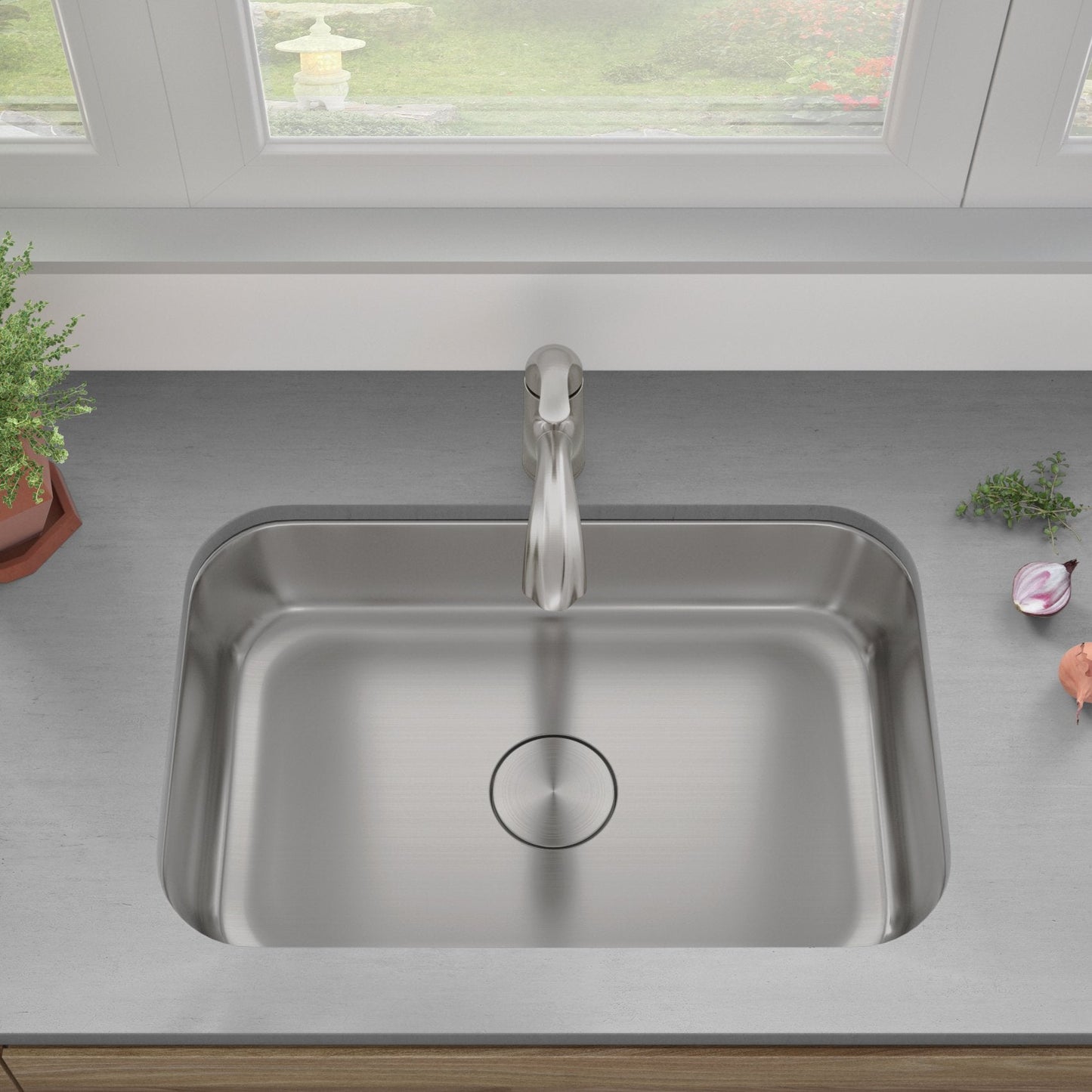 Allora USA 27" L x 18" W ADA Compliant Single Bowl Stainless Steel Undermount Kitchen Sink With Basket Strainer