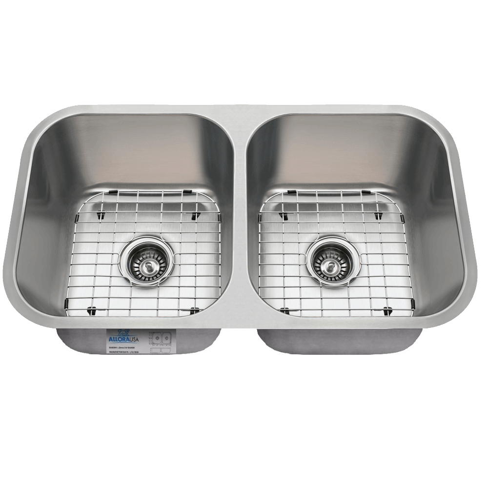 Allora USA 31"L x 18"W ADA Compliant Double Basin Stainless Steel Undermount Kitchen Sink With Basket Strainer