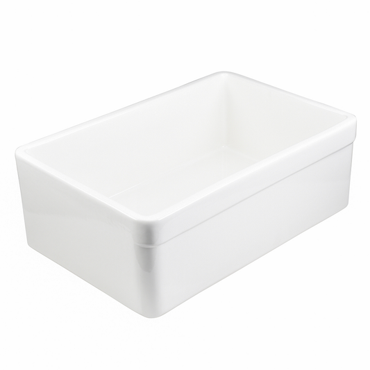 Allora USA 32" L x 20" W Reversible Fireclay Farmhouse Kitchen Sink With Basket Strainer