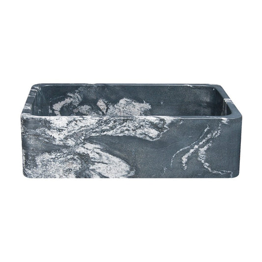 Allstone Group Black Glacier 33″ Quartz Straight Front Rectangular Farmhouse Kitchen Sink