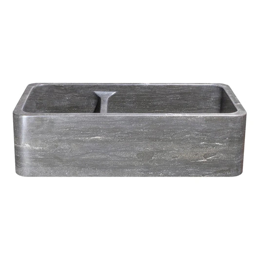 Allstone Group Brown 36″ Smoke Brown Limestone Straight Front 60/40 Double Basin Rectangular Farmhouse Kitchen Sink