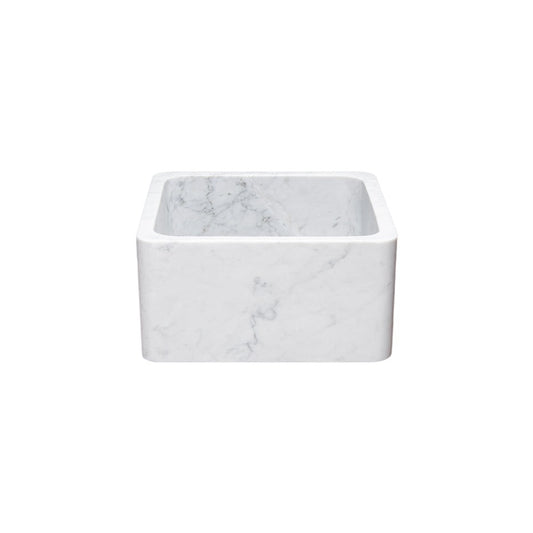 Allstone Group Carrara White 17″ Marble Straight Front Square Farmhouse Kitchen Sink