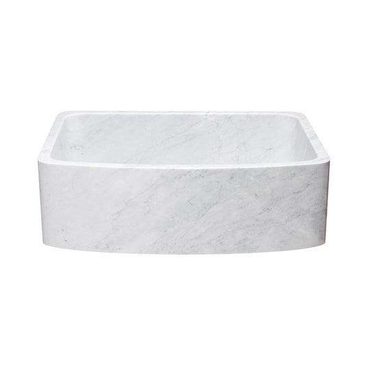 Allstone Group Carrara White 30″ Marble Curved Front Rectangular Farmhouse Kitchen Sink