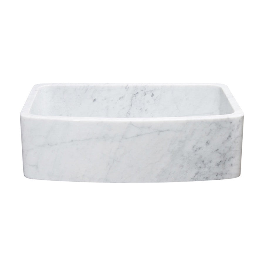 Allstone Group Carrara White 33″ Marble Curved Front Rectangular Farmhouse Kitchen Sink