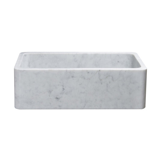 Allstone Group Carrara White 33″ Marble Straight Front Rectangular Farmhouse Kitchen Sink