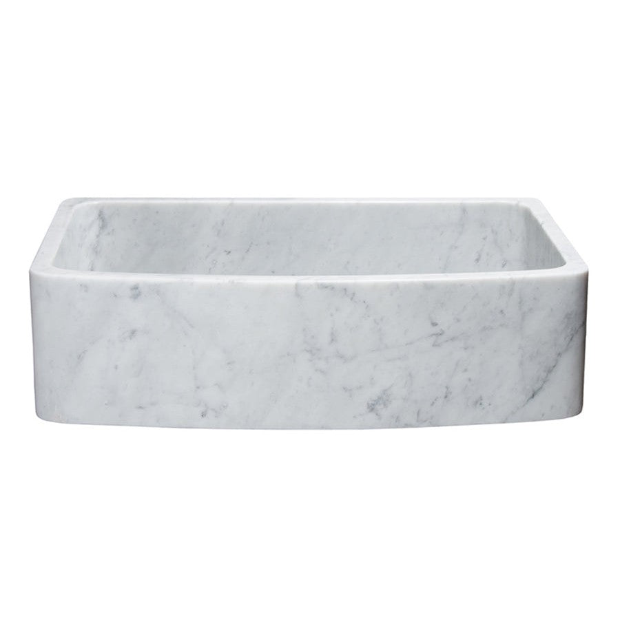 Allstone Group Carrara White 36″ Marble Curved Front Single Basin Farmhouse Kitchen Sink
