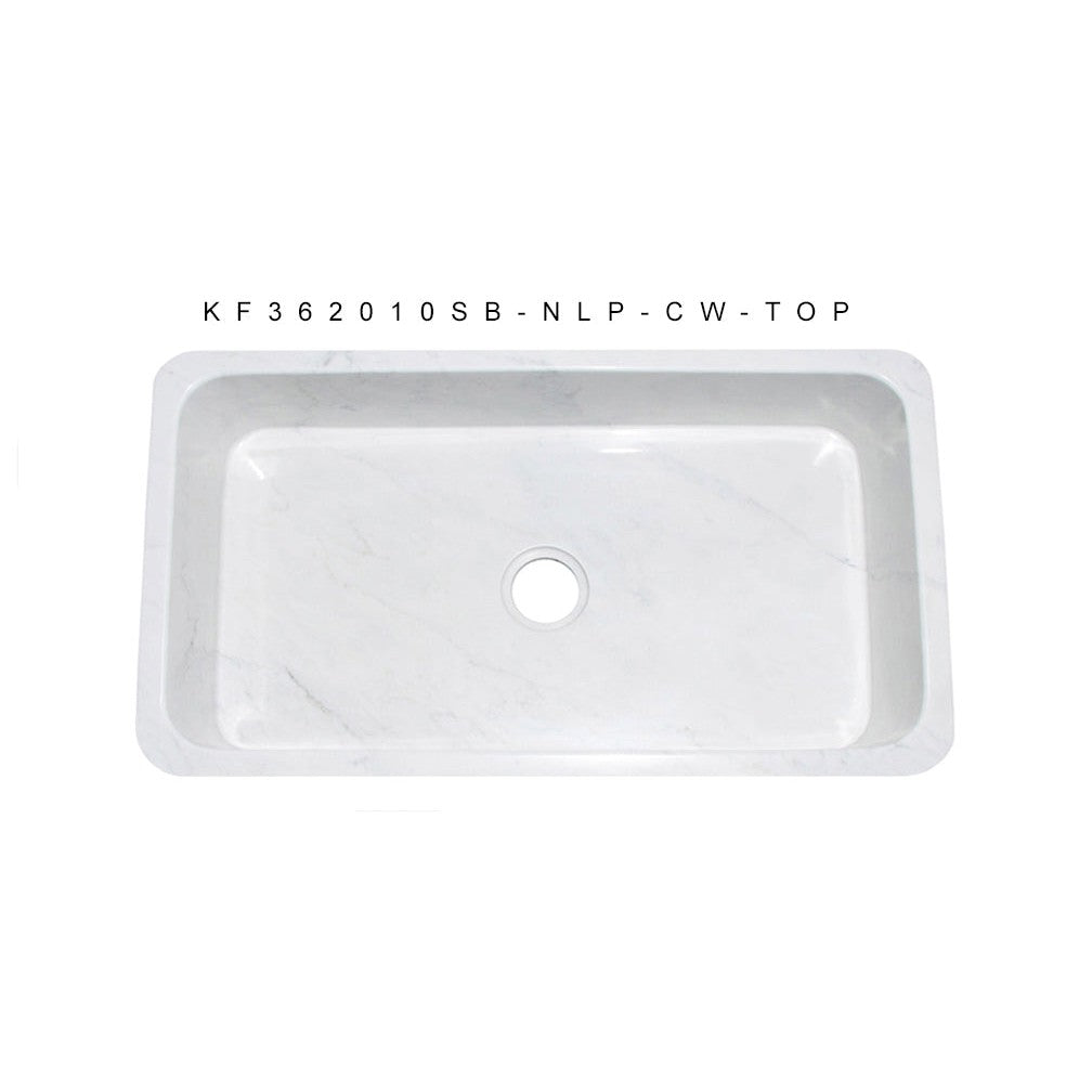 Allstone Group Carrara White 36″ Marble Straight Front Single Basin Farmhouse Kitchen Sink