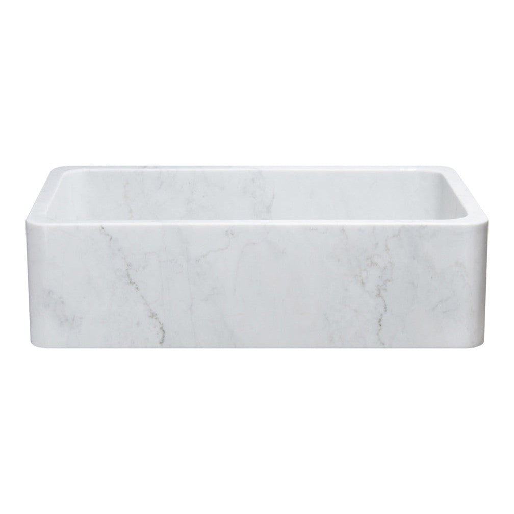 Allstone Group Carrara White 36″ Marble Straight Front Single Basin Farmhouse Kitchen Sink
