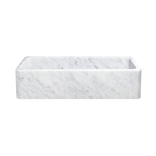 Allstone Group Carrara White 42″ Marble Straight Front Rectangular Farmhouse Kitchen Sink