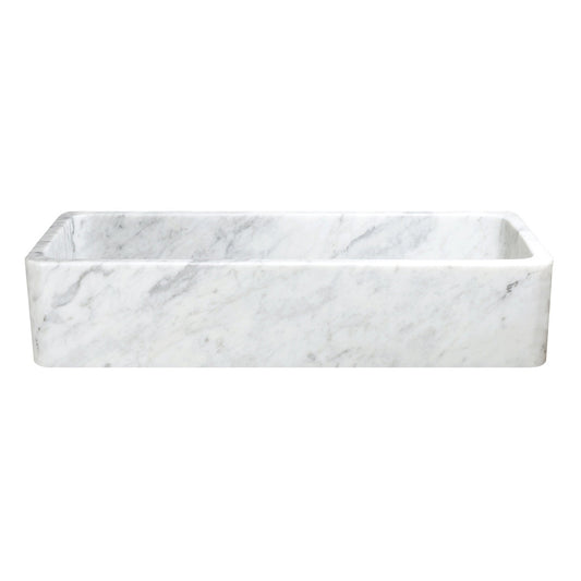 Allstone Group Carrara White 48″ Marble Straight Front Rectangular Farmhouse Kitchen Sink