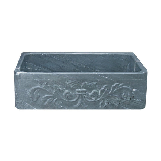 Allstone Group Charcoal Marquina 33″ Soapstone Floral Front Rectangular Farmhouse Kitchen Sink