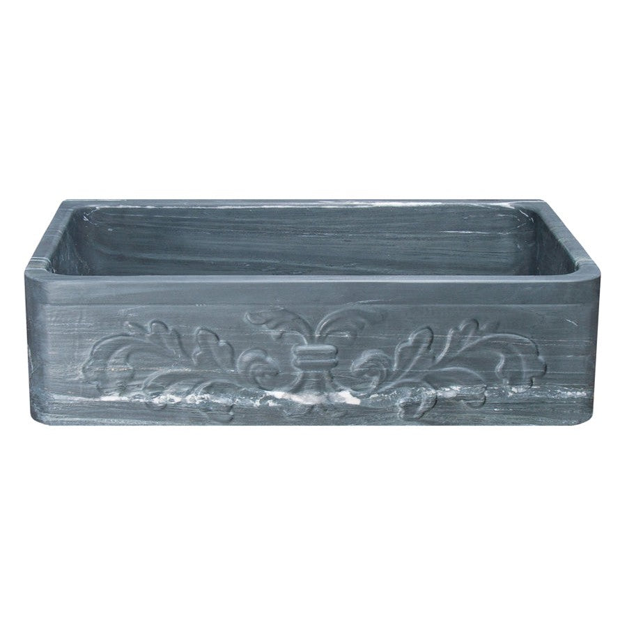 Allstone Group Charcoal Marquina 36″ Soapstone Floral Front Rectangular Farmhouse Kitchen Sink