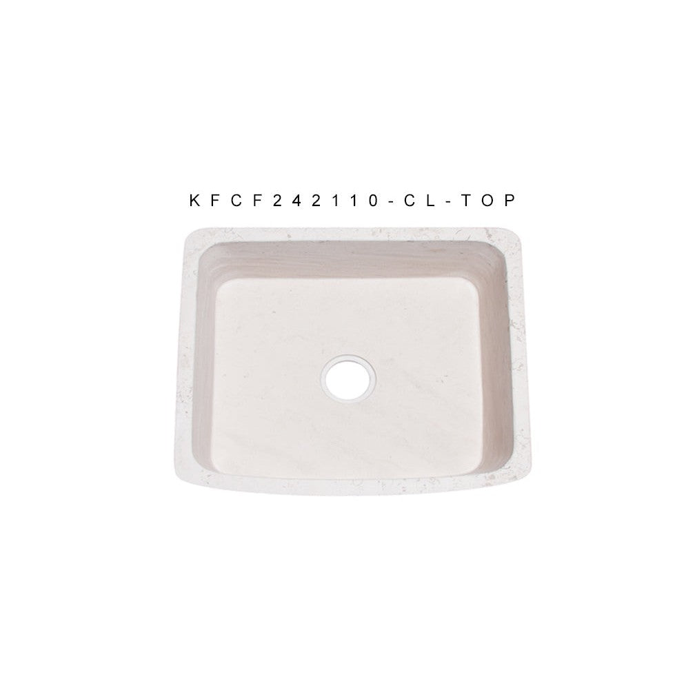 Allstone Group Crema Lyon Limestone 24″ Curved Front Rectangular Farmhouse Kitchen Sink