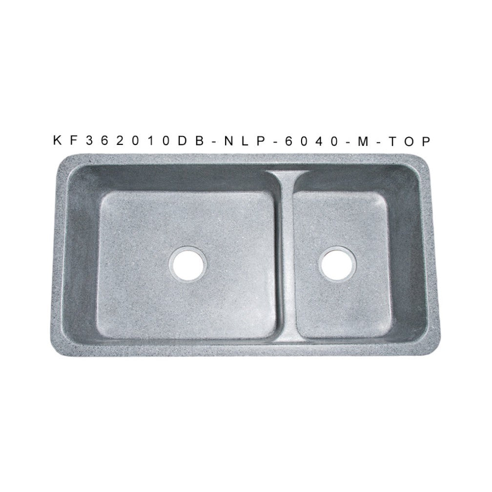 Allstone Group Gray 36″ Mercury Granite Straight Front 60/40 Double Basin Rectangular Farmhouse Kitchen Sink
