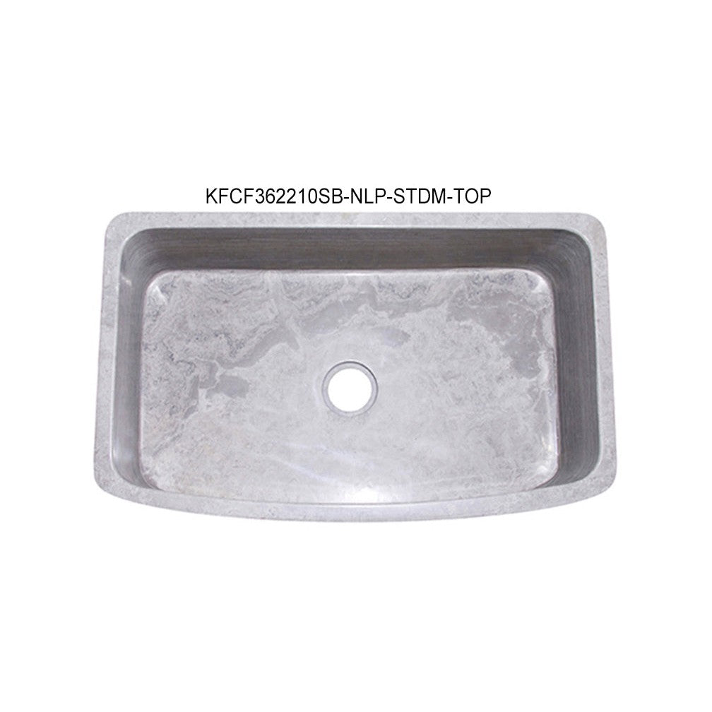 Allstone Group Gray 36″ Stratus Marble Curved Front Rectangular Farmhouse Kitchen Sink